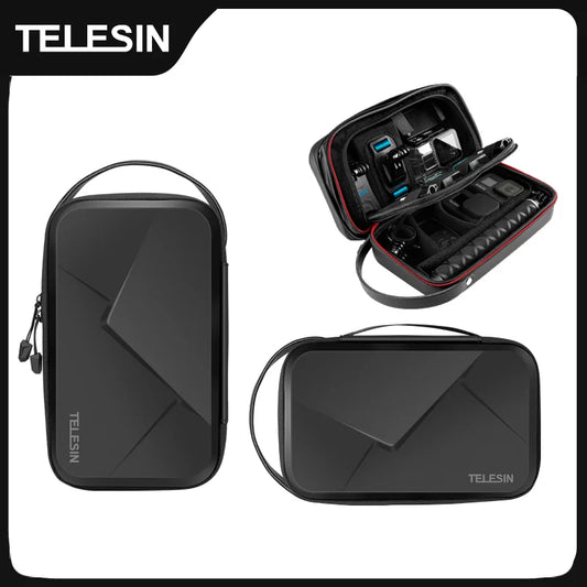 TELESIN Waterproof Adjustable Space Bag - PU Carrying Case for GoPro Hero 11 10 9 8 7 6, Insta360, Osmo Action, SJCAM, EKEN Accessories