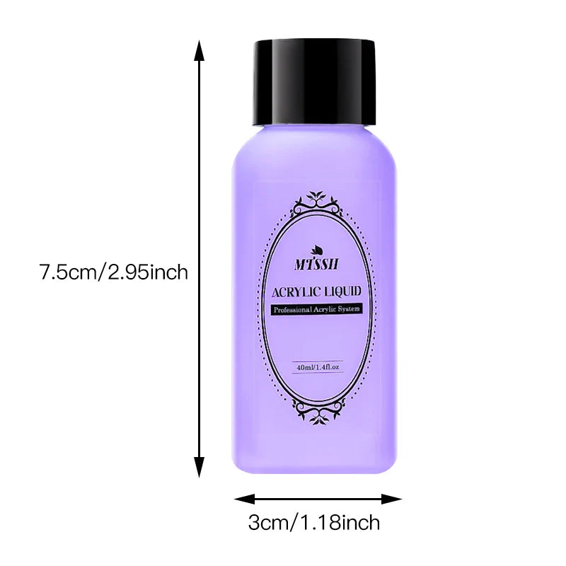 Nail Crystal Powder Kit – Acrylic Liquid Set with Pink & White Powder, Nail Brush for Extension & Carving, Beginner Set