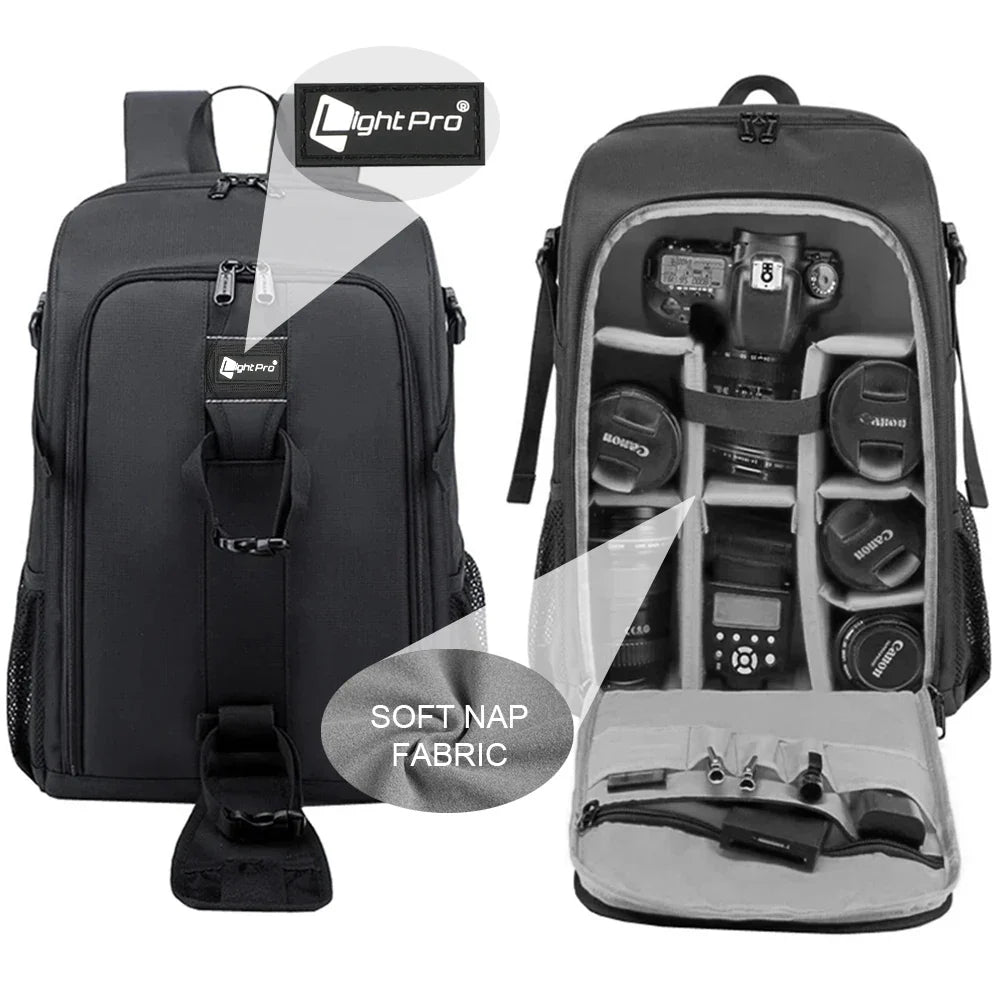 Large Capacity DSLR Camera Backpack - Waterproof Photography Bag with Tripod Holder and Rain Cover for Canon, Nikon, Sony, Pentax