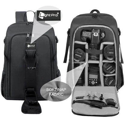 Large Capacity DSLR Camera Backpack - Waterproof Photography Bag with Tripod Holder and Rain Cover for Canon, Nikon, Sony, Pentax