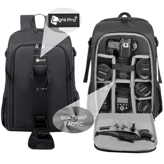 Large Capacity DSLR Camera Backpack - Waterproof Photography Bag with Tripod Holder and Rain Cover for Canon, Nikon, Sony, Pentax