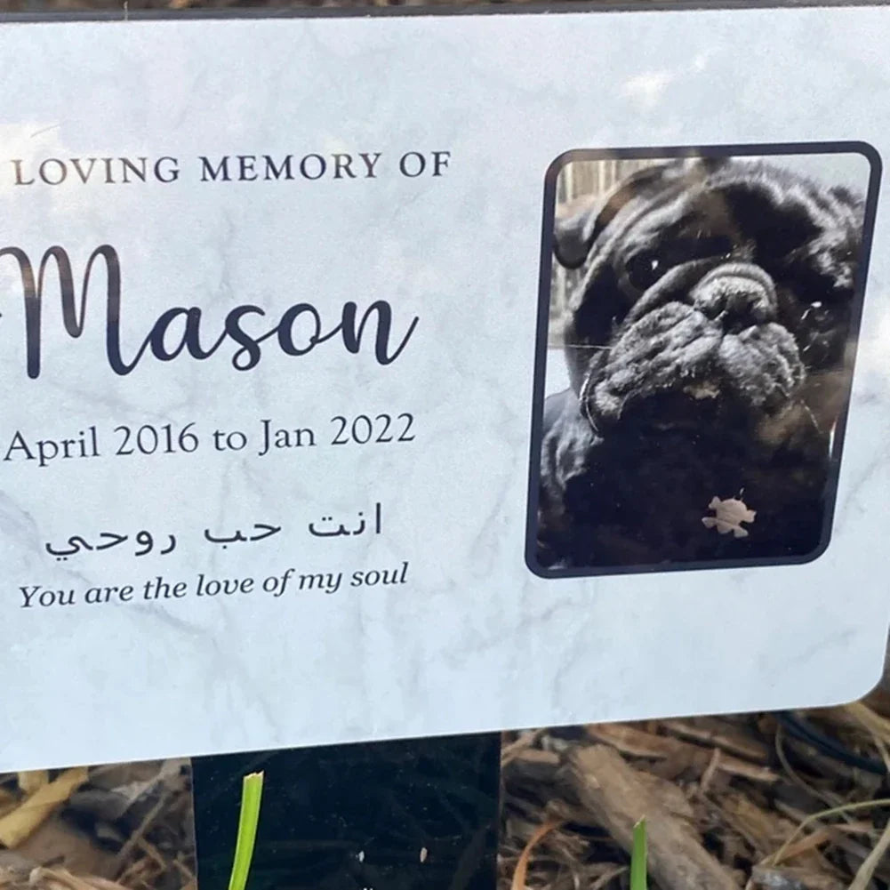 Personalized Pet Memorial Stake – Acrylic Grave Marker for Dog & Cat with Photo & Text