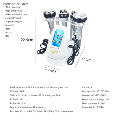 4-in-1 40K Cavitation Body Slimming Machine – Skin Tightening, Face Lifting & Vacuum Massager (Overseas Warehouse)