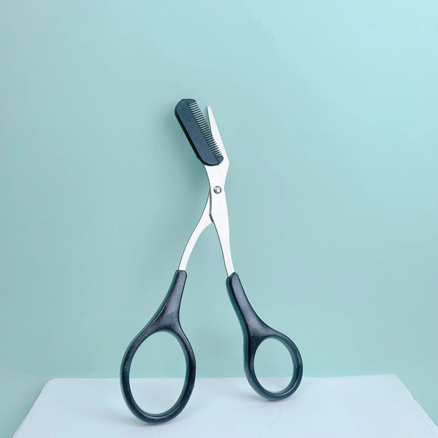 Pink Eyebrow Trimming Scissors with Comb – Stainless Steel Precision Grooming Tool