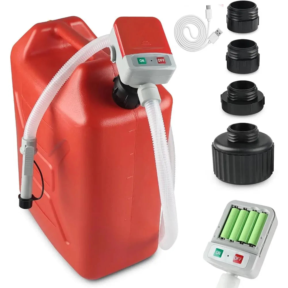 Battery-Powered Fuel Transfer Pump – 3.2GPM Portable Liquid Pump with Auto-Stop Sensor, 51" Hose & 4 Tank Adapters