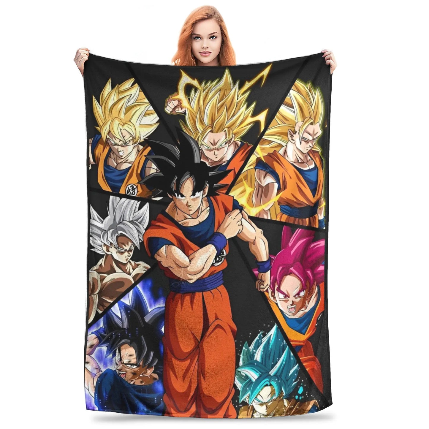 Dragon Ball Z Anime Blanket – Goku Flannel Throw for Bed & Sofa, Warm Cozy DBZ Blanket for Spring & Autumn