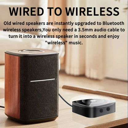 NFC Bluetooth 5.3 Audio Receiver – 3.5mm AUX, RCA Stereo, Lossless HIFI Music Wireless Adapter with USB U-Disk Play & Remote Control