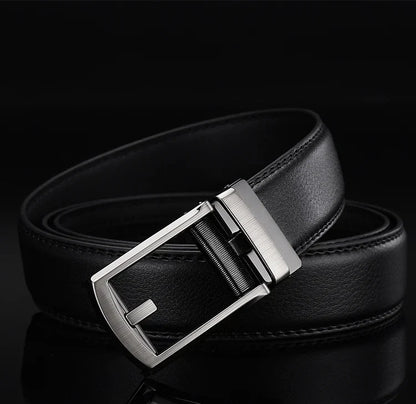 Men’s Top Quality Cowhide Leather Belt – Automatic Alloy Buckle Belt for Men