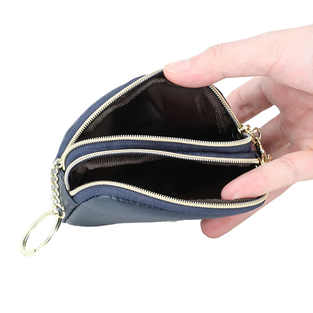 Senorita Genuine Leather Women’s Coin Purse – Double Zipper Small Wallet