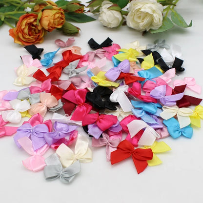 50/100pcs Mix Satin Ribbon Bows - 25mm Hand Bow-knot Tie Small Bows for Crafts and Christmas Party Decor Accessories