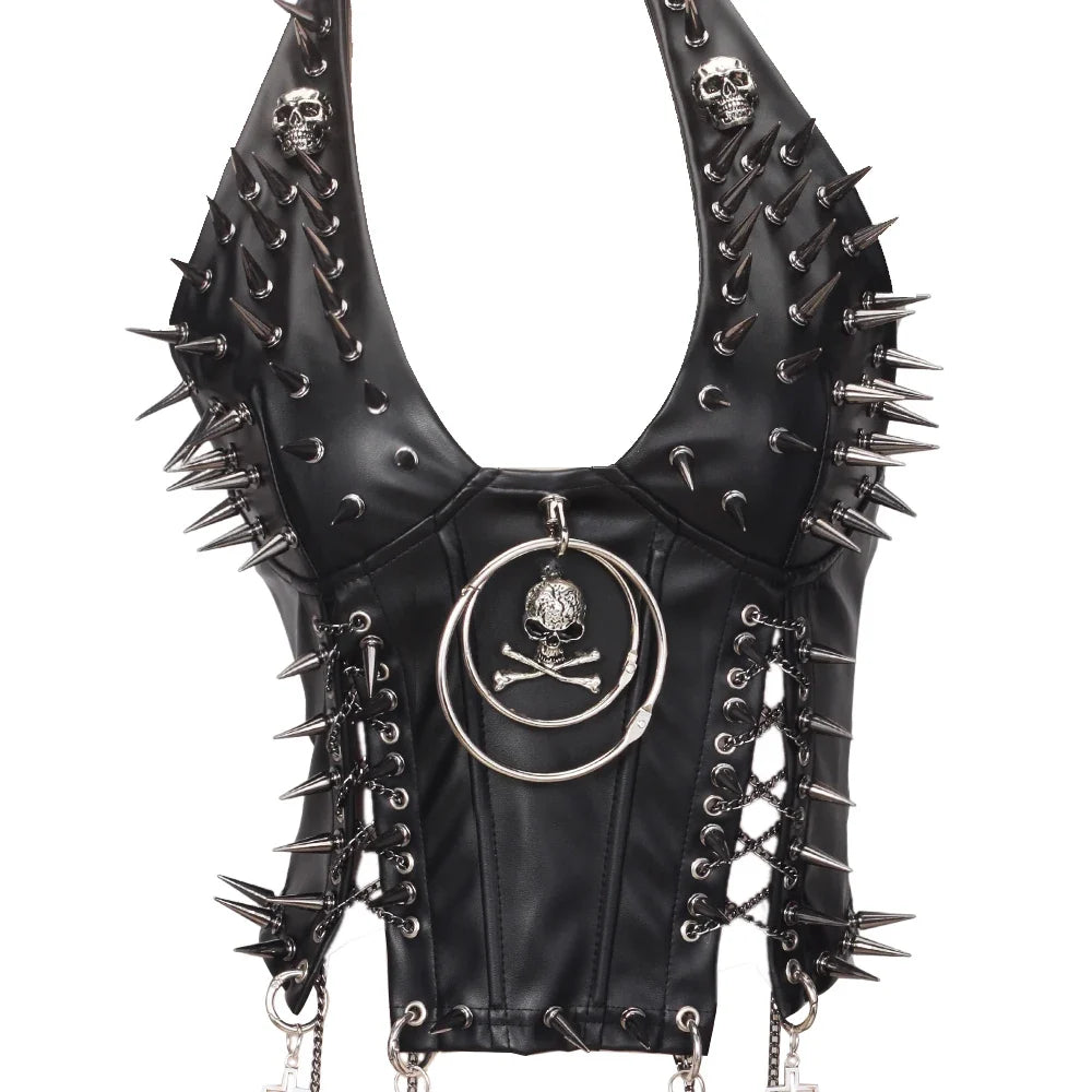 Y2K Gothic Spiked Tank Top - Punk Rock Emo Grunge Festival Style for Women