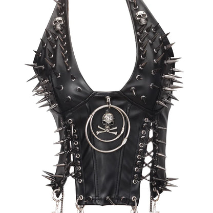 Y2K Gothic Spiked Tank Top - Punk Rock Emo Grunge Festival Style for Women