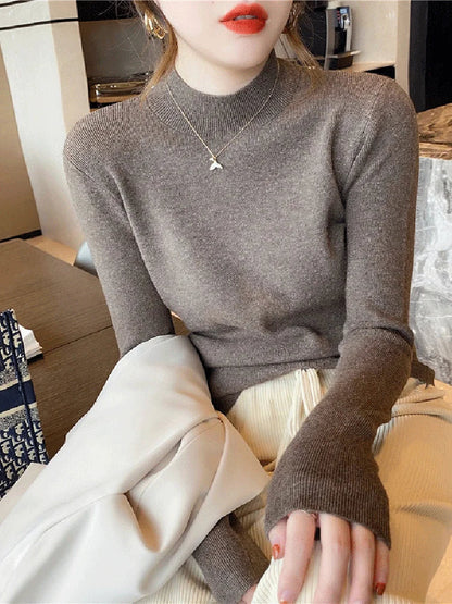 AOSSVIAO 2024 New Women's Turtleneck Sweater - Fashion Stretch Knitted Pullovers, Long Sleeve Bottoming Top
