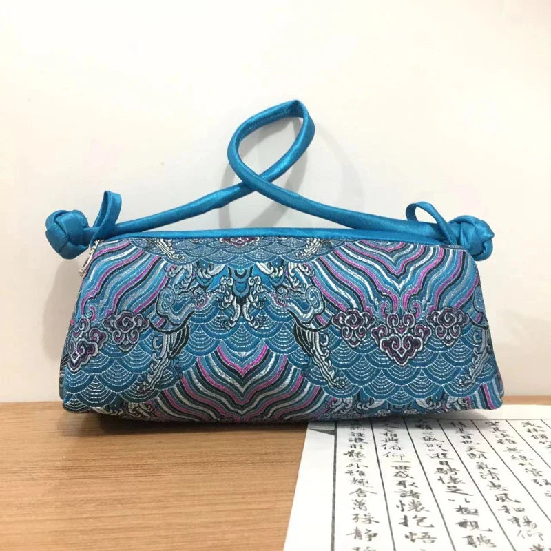 Luxury Silk Embroidered Women’s Handbag – Fashion Elegant Tote Clutch, Handmade Cosplay Style Evening Purse