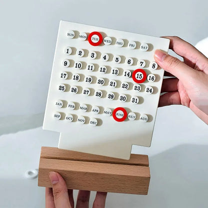 Handmade DIY Calendar: Acrylic Wooden Base Office & Home Decor - Small Ornamental Digital Desk Accessory