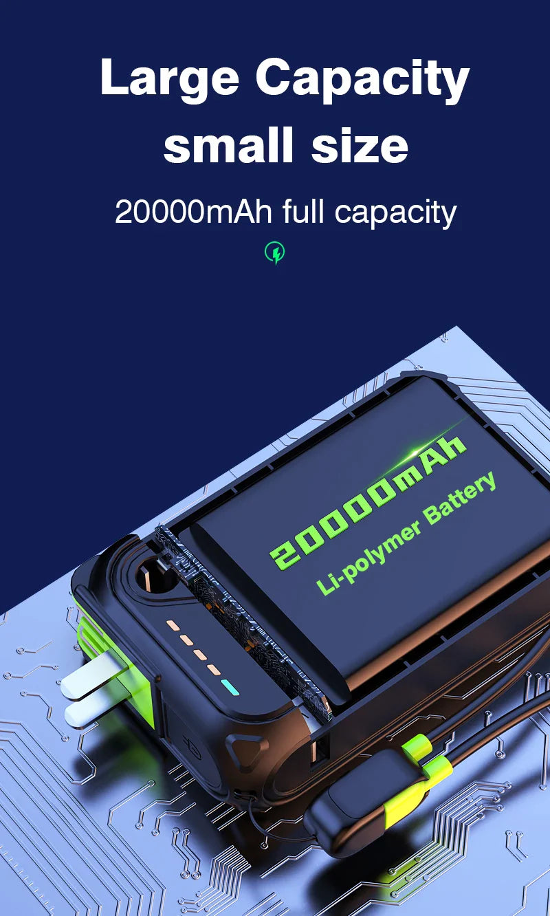 Magnetic Wireless Power Bank 20000mAh - Large Capacity Fast Charger with AC Plug, External Spare Battery for iPhone