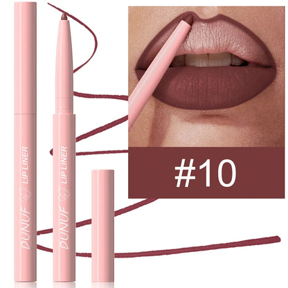 Matte Red Brown Lip Liner Pencil – Waterproof Slim Lip Contour Pen with Tapered Nib Long-Lasting Lip Stain