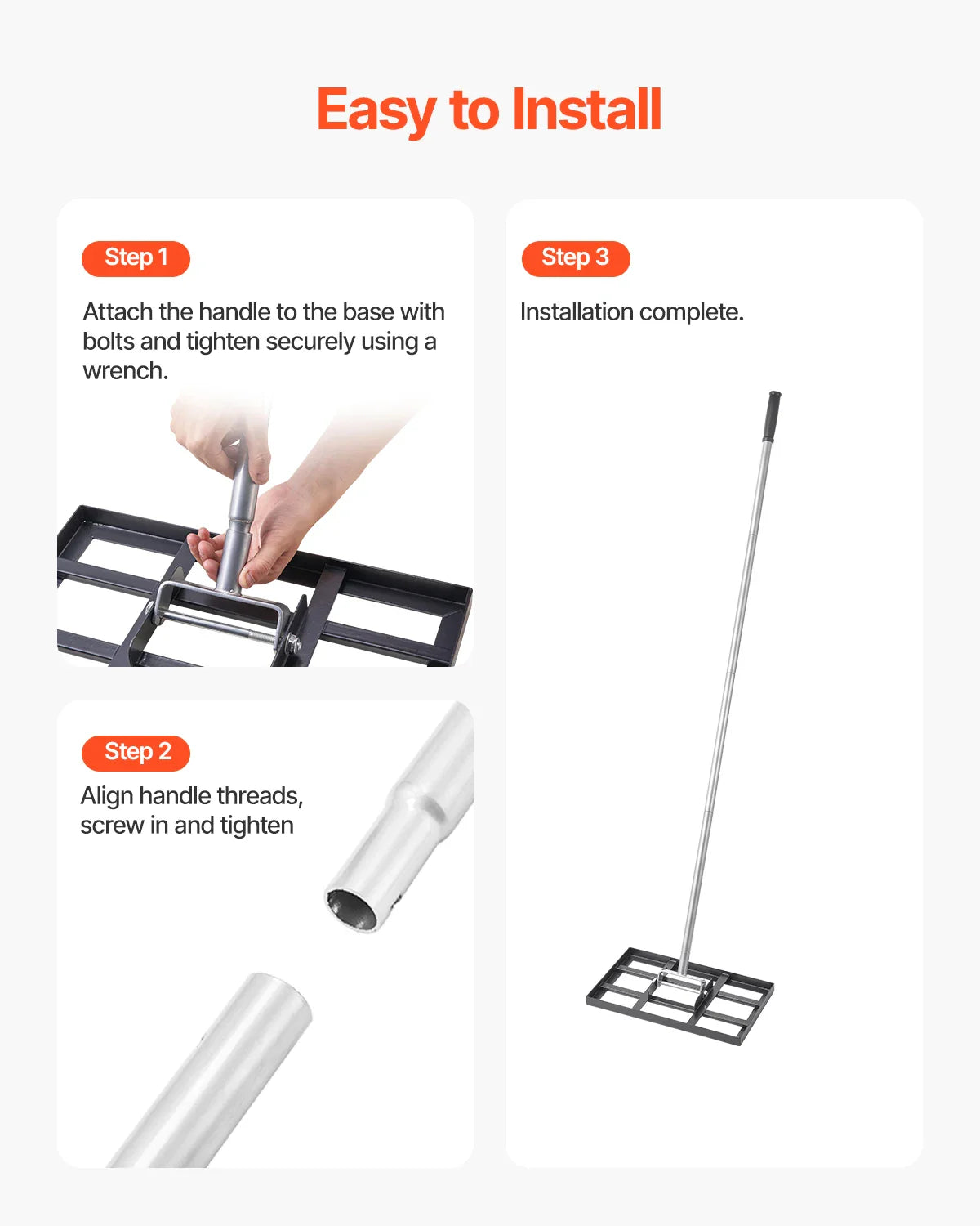 VEVOR Lawn Leveling Rake with Handle – Rust-Resistant Carbon Steel Soil Leveler for Effort-Saving Yard Lawn Maintenance