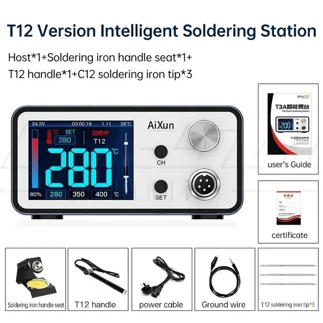 AIXUN T3A/T3B Intelligent Soldering Station – Rework Station for PCB & BGA Soldering with T115/T210/T245/T12 Tools