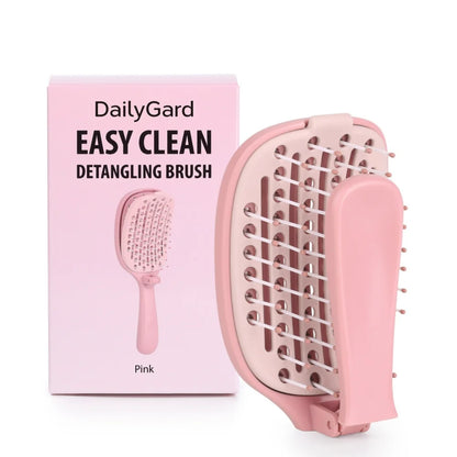 Self Cleaning Foldable Hair Brush with Anti-Static Massage Comb for Women and Home Salon Use