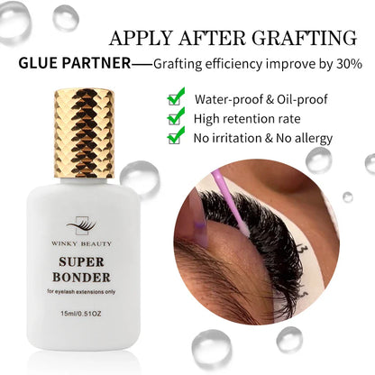 15ml Super Bonder Fixing Agent for Eyelash Extensions - Lash Primer, Glue Adhesive Hardener for Professional Use