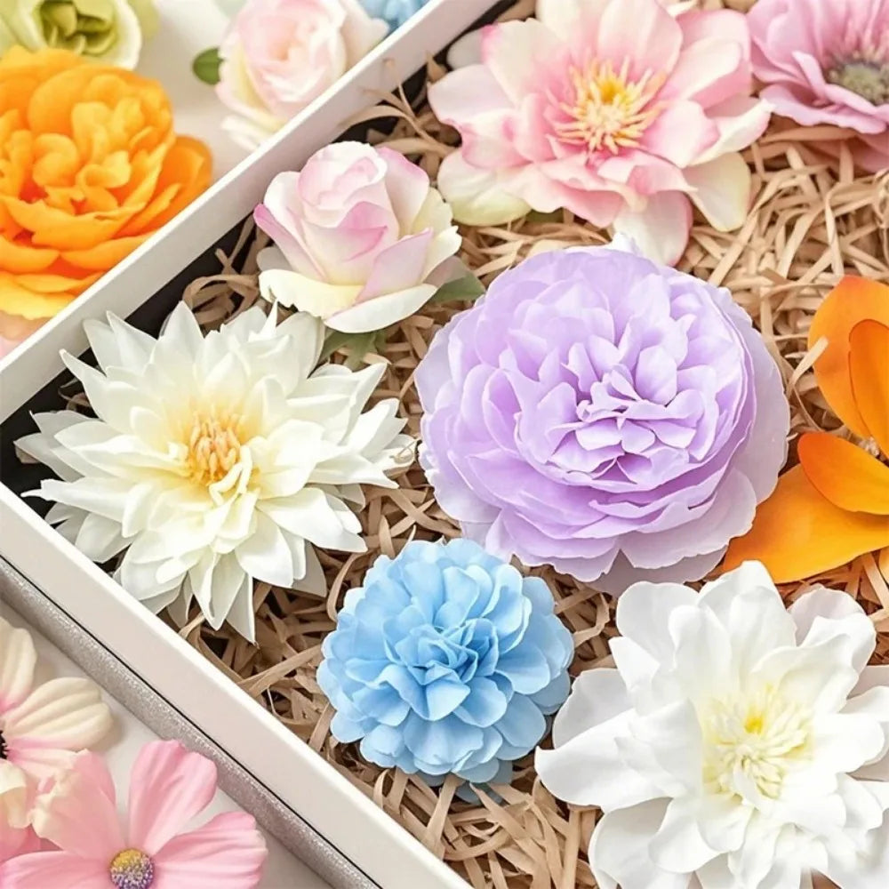 20/52Pcs Artificial Silk Flowers – Random Mix Fake Flowers for Home Decor, DIY Crafts, Wedding, and Bridal Accessories