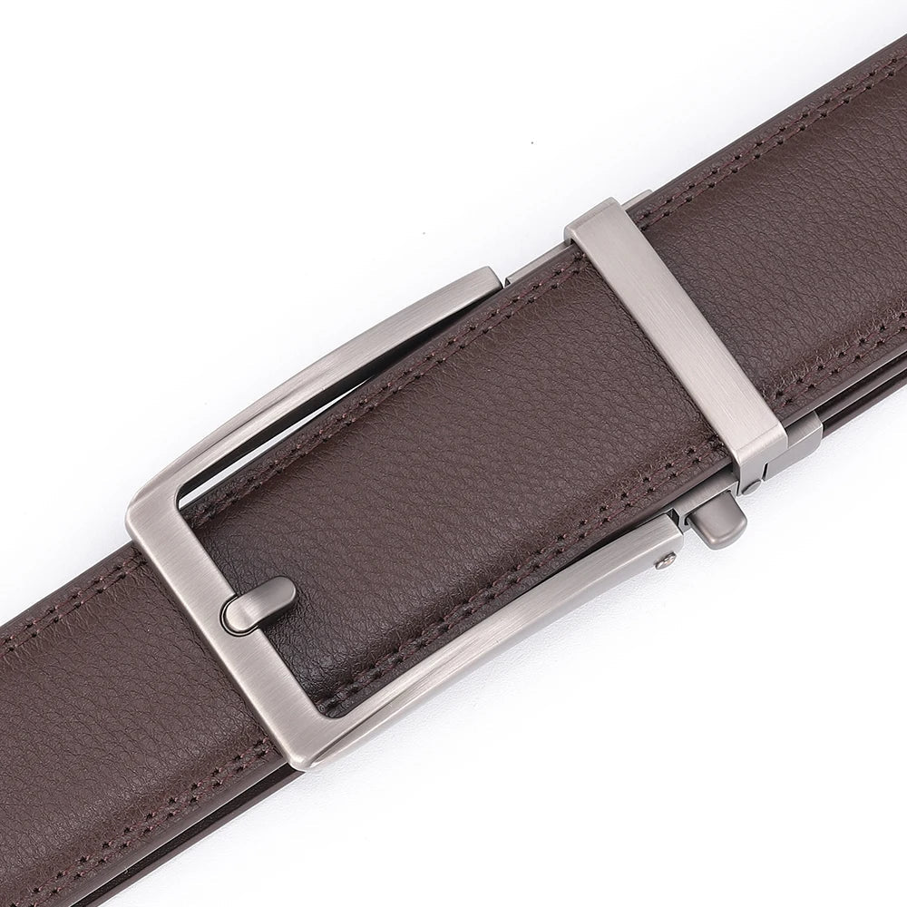 Men’s Luxury Leather Click Belt – Automatic Buckle Designer Waist Strap for Jeans (Blue, 3.5cm)