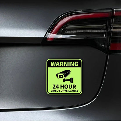 24-Hour Video Surveillance Glow Warning Sticker – Motorcycle & Car Glow-in-the-Dark Decals for Helmet, Fairing, Window & Bumper Safety