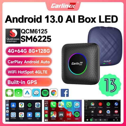 2024 CarlinKit CarPlay AI Box - Android 13.0, SM6225 QCM6125, Wireless Android Auto Adapter with 2.4+5G GPS, 64G/128G, FOTA Upgrade