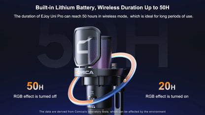 COMICA Uni Pro Wireless USB Gaming Microphone – Noise-Canceling Condenser Mic with RGB Lights for PC, Laptop & Smartphone