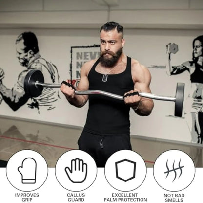 Cowhide Weightlifting Gloves – Anti-Slip Half-Finger Gym Gloves for Weight Training & Fitness Grip