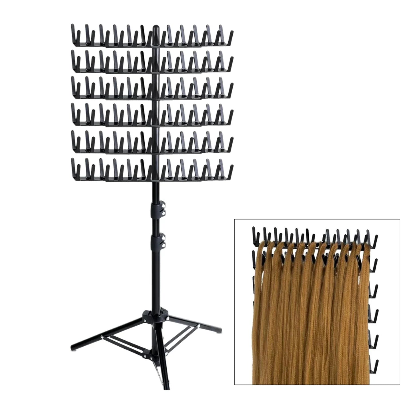 Hair Braiding Rack | 2-Sided Adjustable Height Braid & Hair Extension Holder for Salon & Home Use