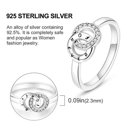 925 Sterling Silver Ring – Infinite Love Star & Moon Design for Women, Wedding Jewelry Gift