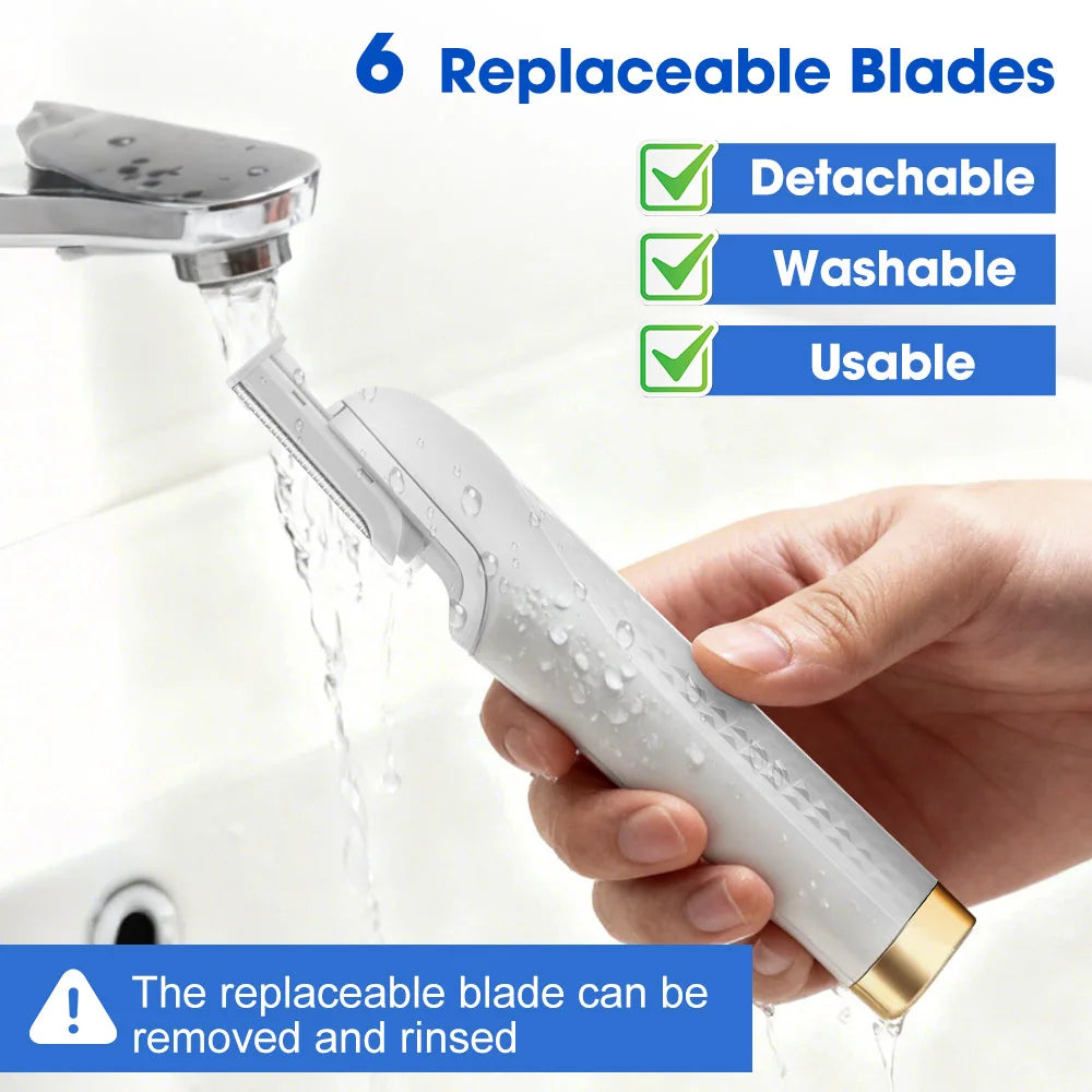 Women’s Sonic Rechargeable Dermaplane Razor with Light – Facial Hair & Peach Fuzz Removal Tool with 6 Replaceable Blades Skin Exfoliation Device