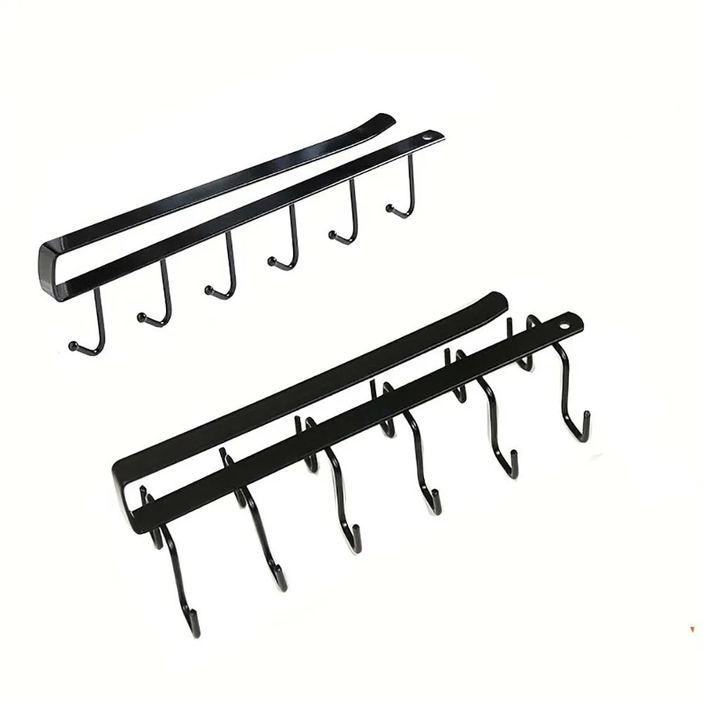 Cabinet Mug Hook – 6/12-Hook Hanging Cup Holder & Multifunctional Wardrobe Organizer for Space Saving