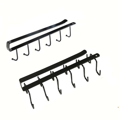 Cabinet Mug Hook – 6/12-Hook Hanging Cup Holder & Multifunctional Wardrobe Organizer for Space Saving