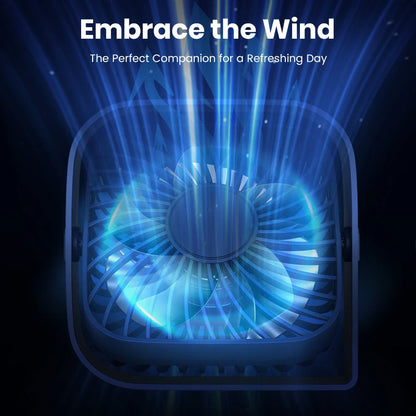 TOPK Mini Portable USB Desk Fan - Strong Airflow, Quiet Operation, 3 Speeds, 360° Rotatable, Standing Fans for Home Rooms