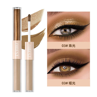 QIBEST Double-Head Glitter Liquid Eyeshadow – Contour Blush, Shimmer & Matte Pigment for Natural Cheek & Eye Makeup