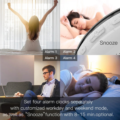 WiFi Smart Wake-Up Light Alarm Clock – 7-Color Sunrise/Sunset, Tuya App Compatible with Alexa & Google Home