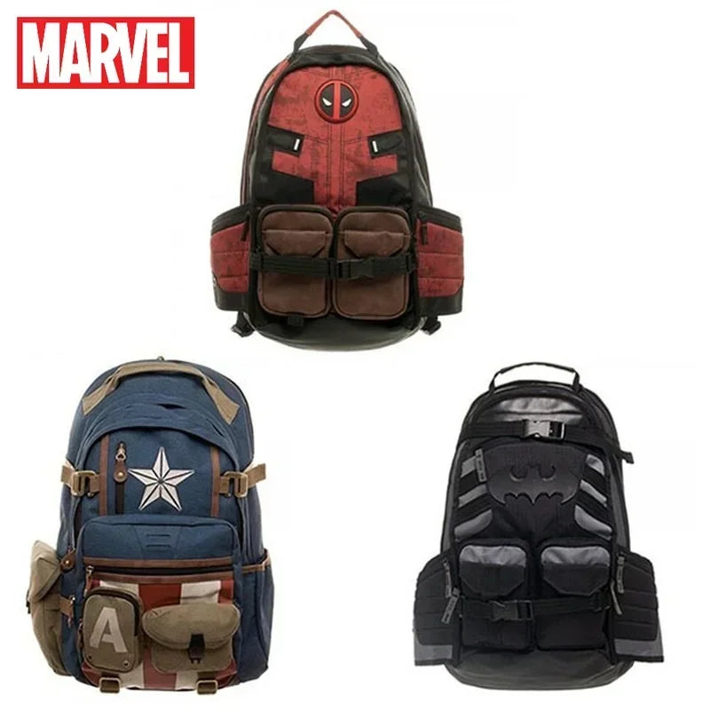 Marvel Avengers Deadpool & Captain America Backpack – Anime Cartoon High-Capacity Travel and Outdoor Leisure Bag