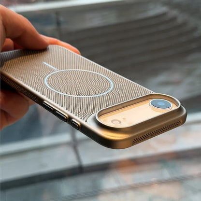 Metallic Heat Dissipation Mesh Phone Case - MagSafe Magnetic Hard Thin Cover for iPhone 11-17 Series