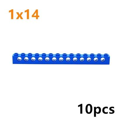 Technical Building Block Long Beam with Holes – Thick MOC Studded Bricks Compatible with 3703, 32018, 3895, 2730, 3894, 3701, 3700