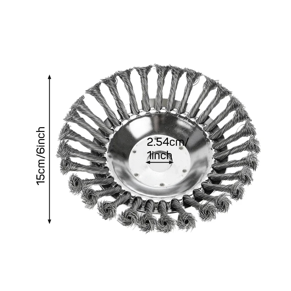 10-Inch Twist Knot Steel Wire Wheel Brush – Weed Cutter Head for Grass Trimmer, Lawn Mower Derusting & Weeding Disc