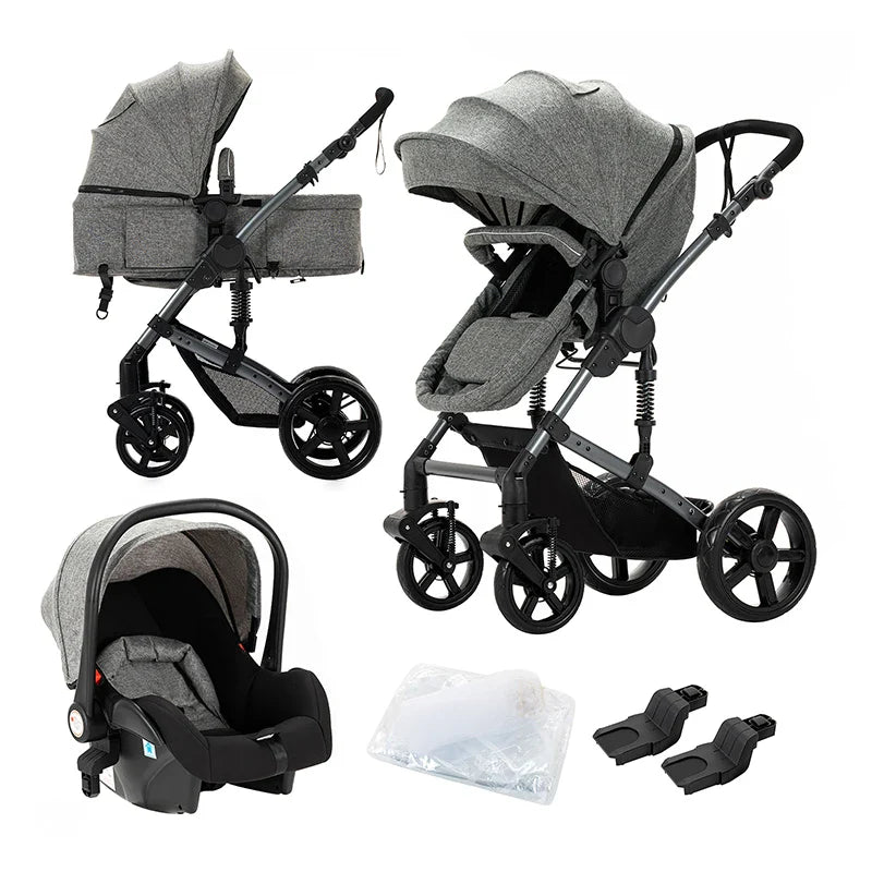 High-Quality 3-in-1 Newborn Baby Stroller — Lightweight Folding Cart with Comfort Seat & ISOFIX Safety
