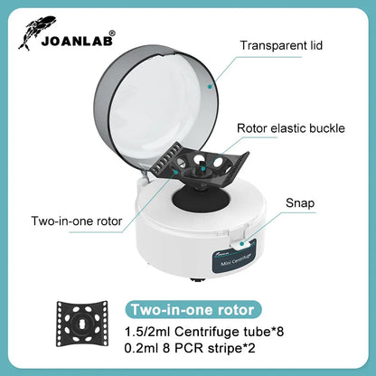JOANLAB Mini Centrifuge Machine – PCR Plasma Lab Microcentrifuge 4000/7000rpm for 0.2/1.5/2ml Tubes