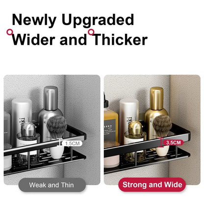 No Drill Wall-Mounted Bathroom Shelf, Shampoo Bottle Shower Corner Rack, Aluminum Toilet & Kitchen Storage Accessory