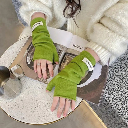 Long Fingerless Winter Arm Warmers – Women’s Fingerless Mittens Gloves, Gothic Style Wrist Sleeves for Casual & Holiday Wear