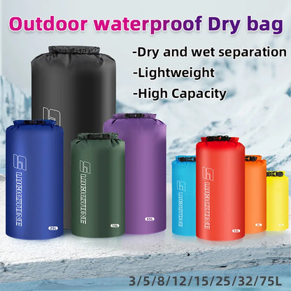 Ultralight Waterproof Dry Bag - 3L/8L/12L/15L/25L/35L/75L Storage Sack for Camping, Boating, Hiking & Rafting