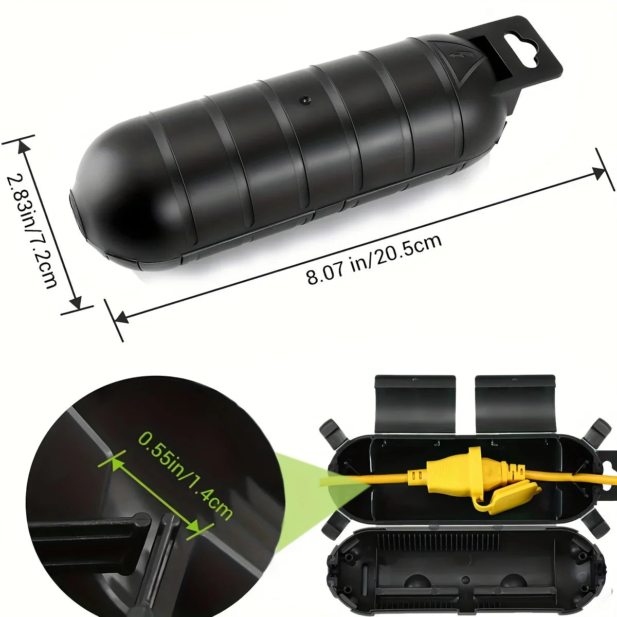 Water-Resistant Extension Cord Plug Safety Cover – Protective Electrical Connection Box for Indoor & Outdoor Use, Holiday Lights & Appliances