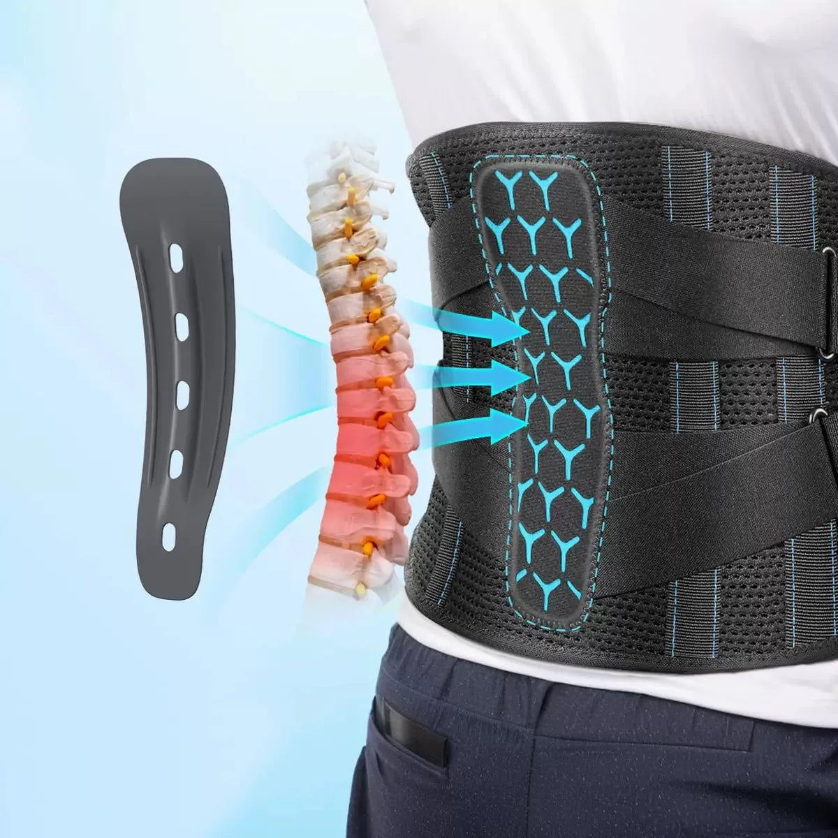 Adjustable Lower Back Brace for Pain Relief – Breathable Lumbar Support Belt for Sciatica, Herniated Disc & Scoliosis Comfort Waist Support